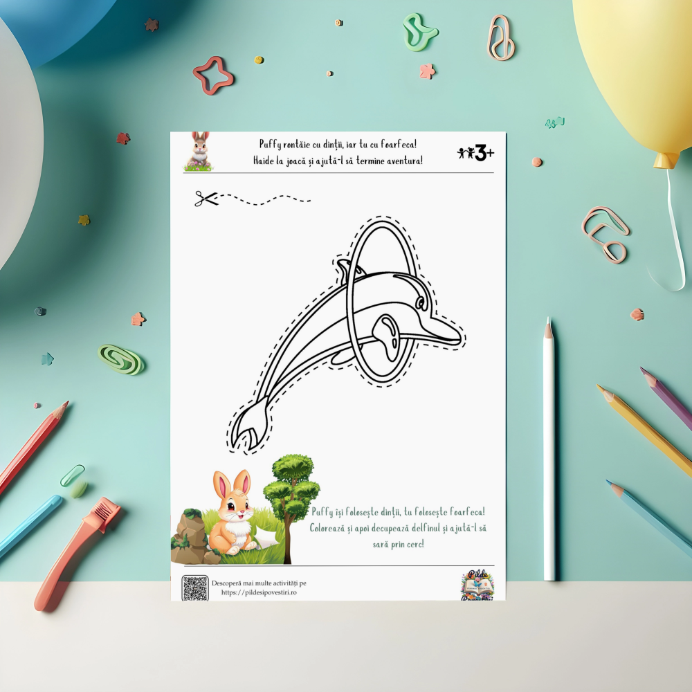 Decupăm și învățăm cu Iepurașul Puffy - Fișe Educative