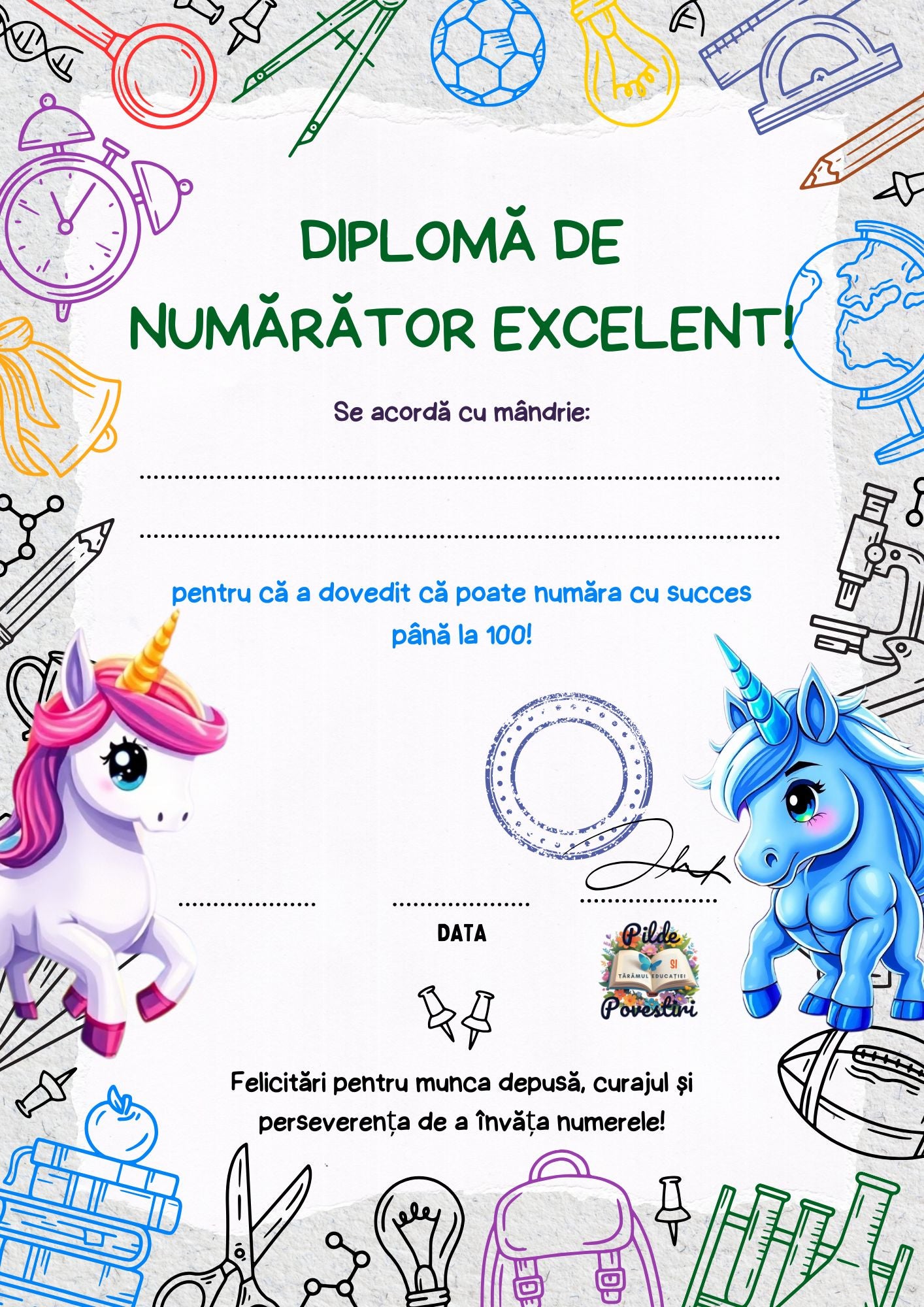 Fișe educative - trasare numere pana la 100 - PDF - Fișa 7