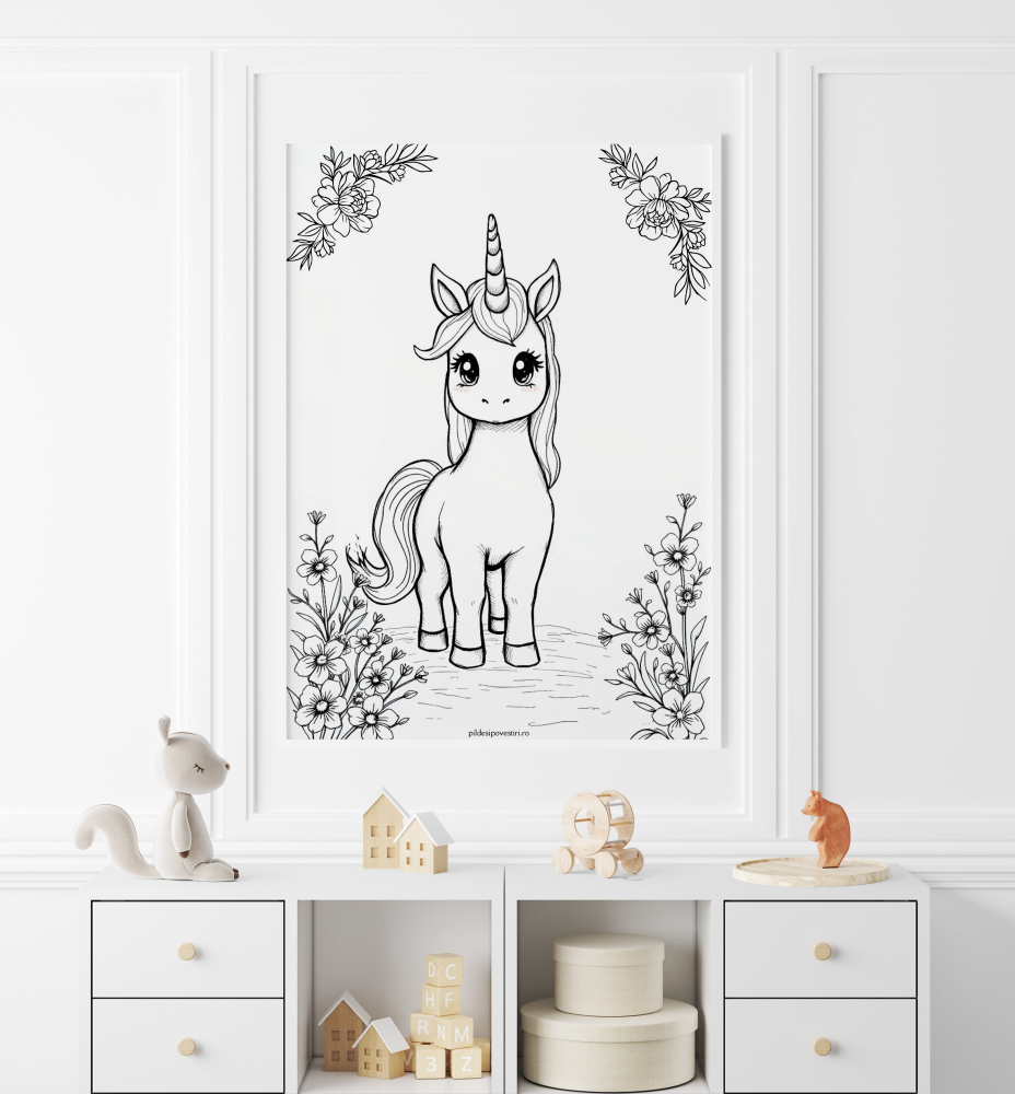 Fișe de colorat cu unicorni, printese, zane și sirene - PDF - Fișa 12