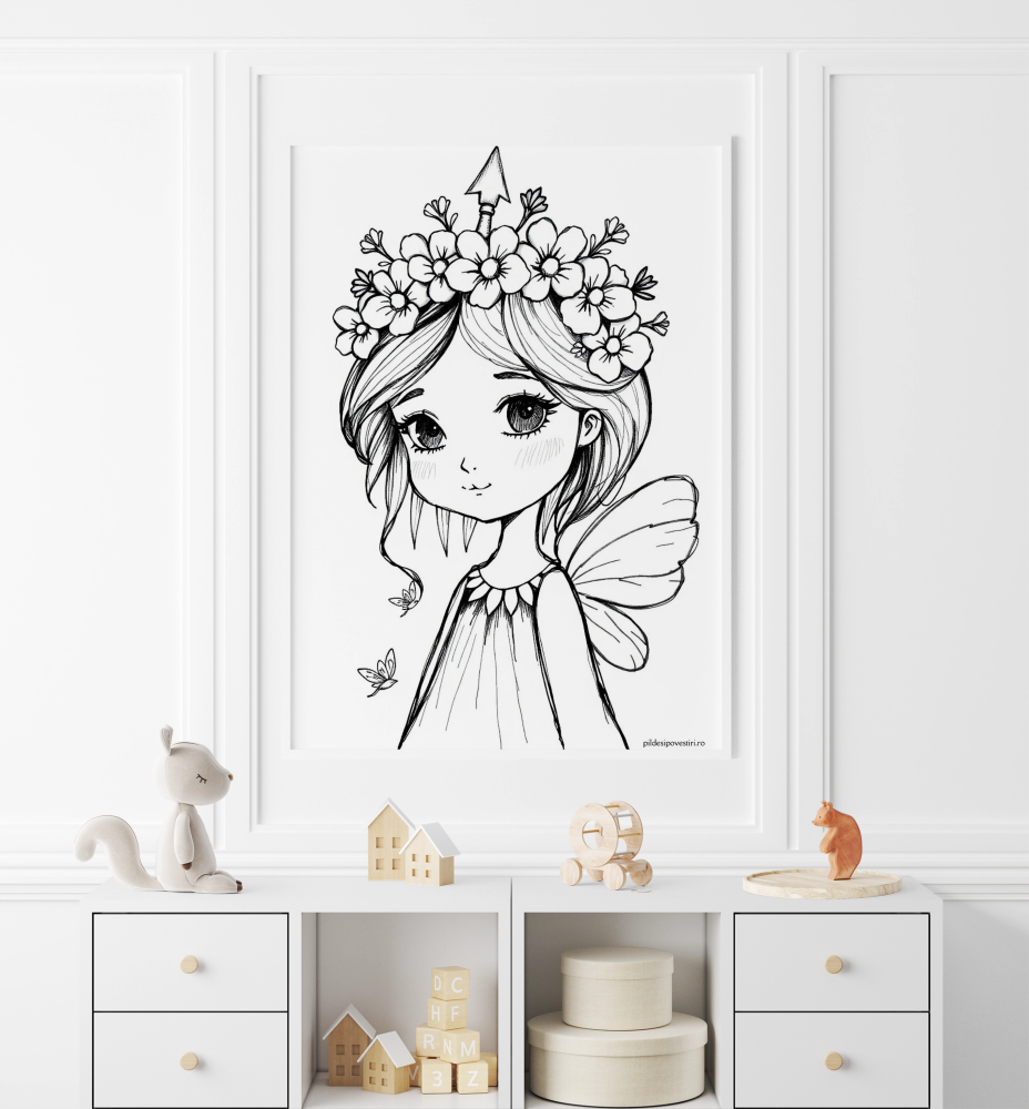 Fișe de colorat cu unicorni, printese, zane și sirene - PDF - Fișa 2