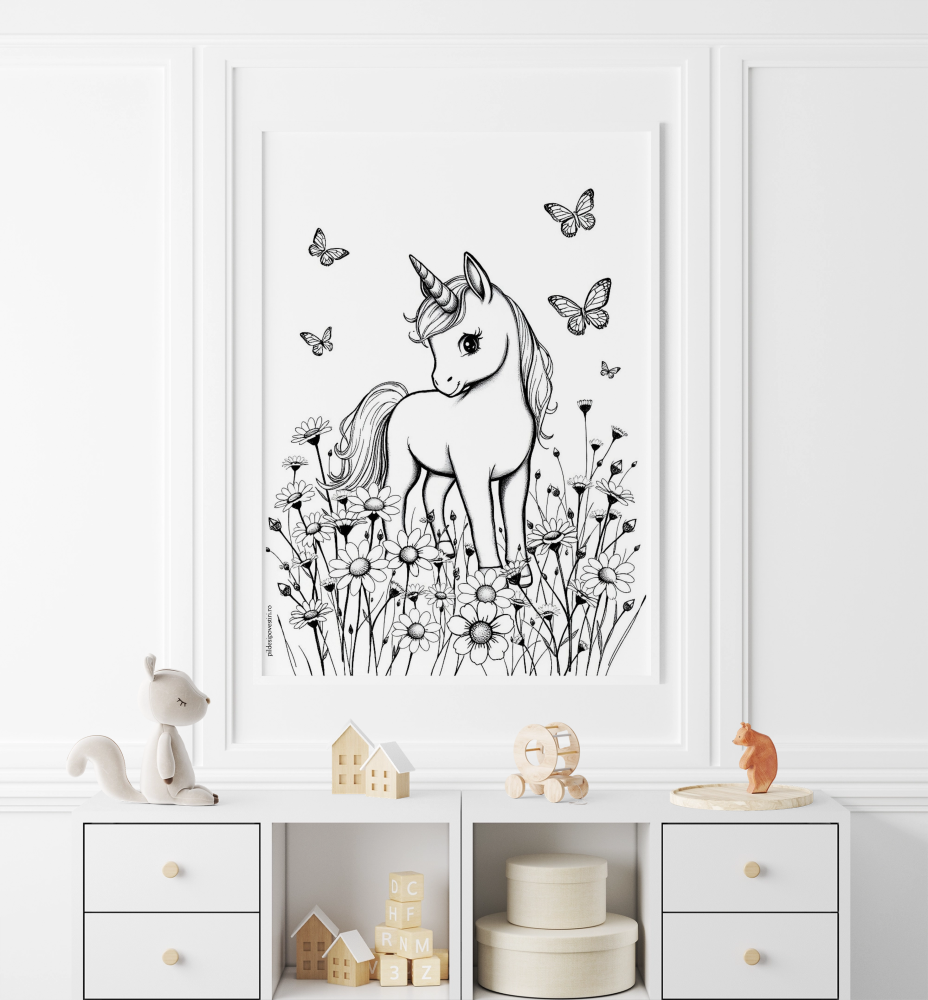 Fișe de colorat cu unicorni, printese, zane și sirene - PDF - Fișa 7