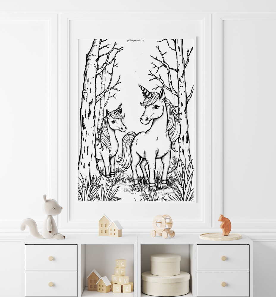 Fișe de colorat cu unicorni, printese, zane și sirene - PDF - Fișa 8