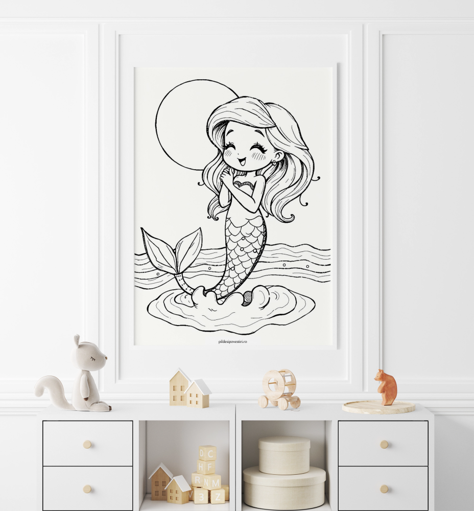 Fișe de colorat cu unicorni, printese, zane și sirene - PDF - Fișa 10