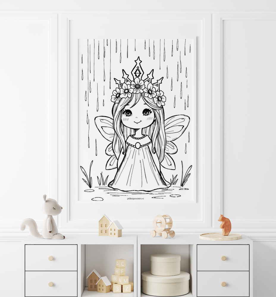 Fișe de colorat cu unicorni, printese, zane și sirene - PDF - Fișa 11