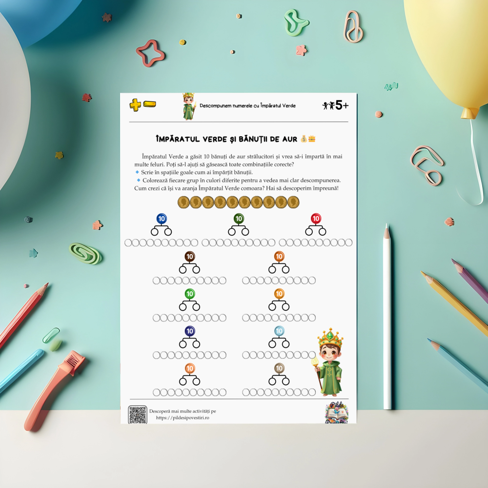 Fișă educativă - Compunem și Descompunem de la 1 la 10 - Fișa 1