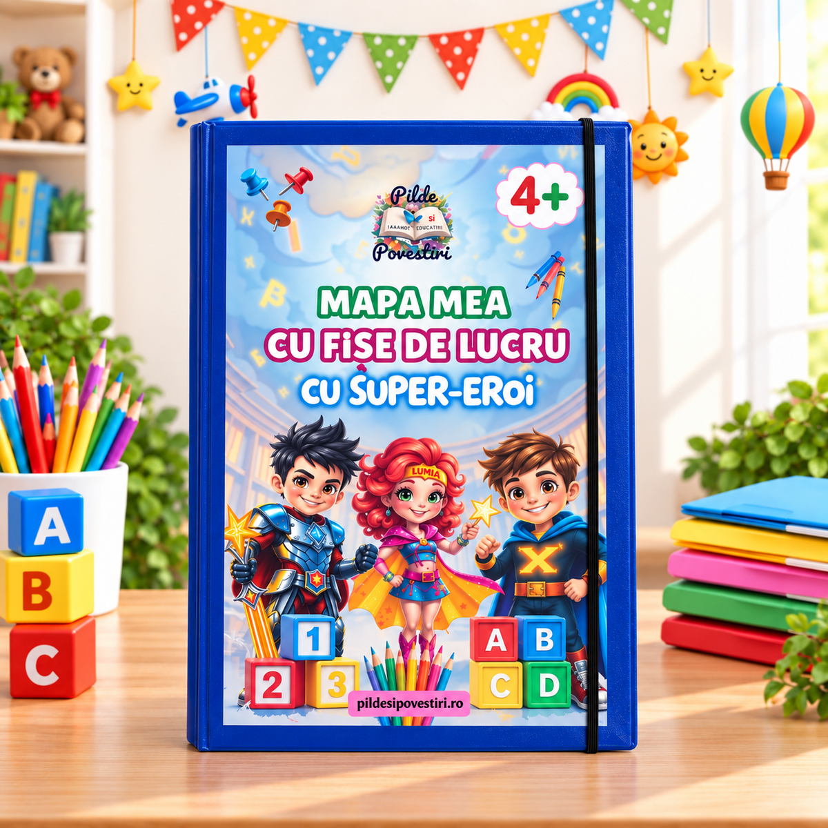 Mapa cu Fișe și Supereroi – Litere, Cifre și Forme!