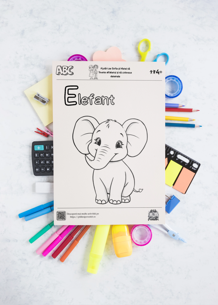 Fișe educative de colorat alfabetul - PDF - Fișa 5