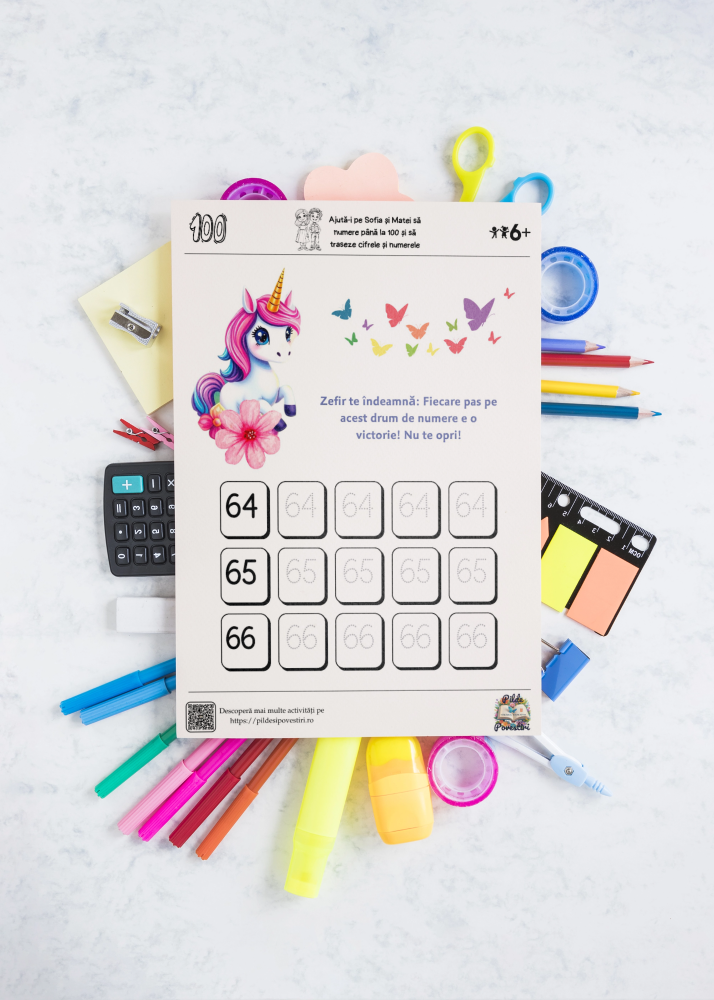 Fișe educative - trasare numere pana la 100 - PDF - Fișa 5