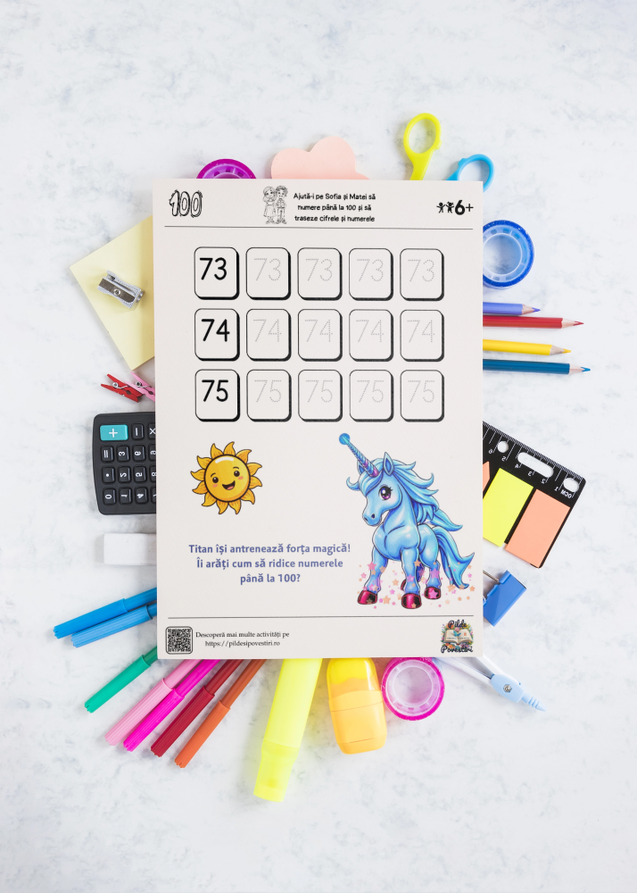 Fișe educative - trasare numere pana la 100 - PDF - Fișa 4