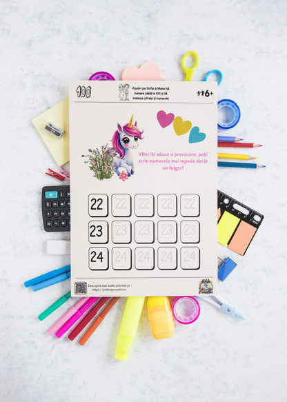 Fișe educative - trasare numere pana la 100 - PDF - Fișa 3