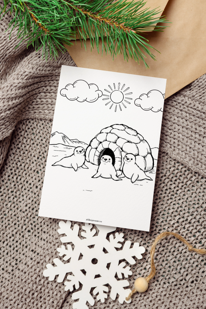 Fișe de colorat de iarnă - PDF - Fișa 6