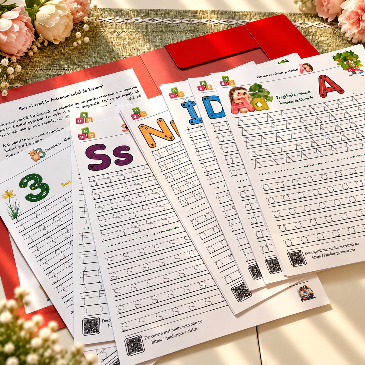 📘 Antrenament de Scriere pentru Începători – 41 de Fișe cu Litere de Tipar și Cifre