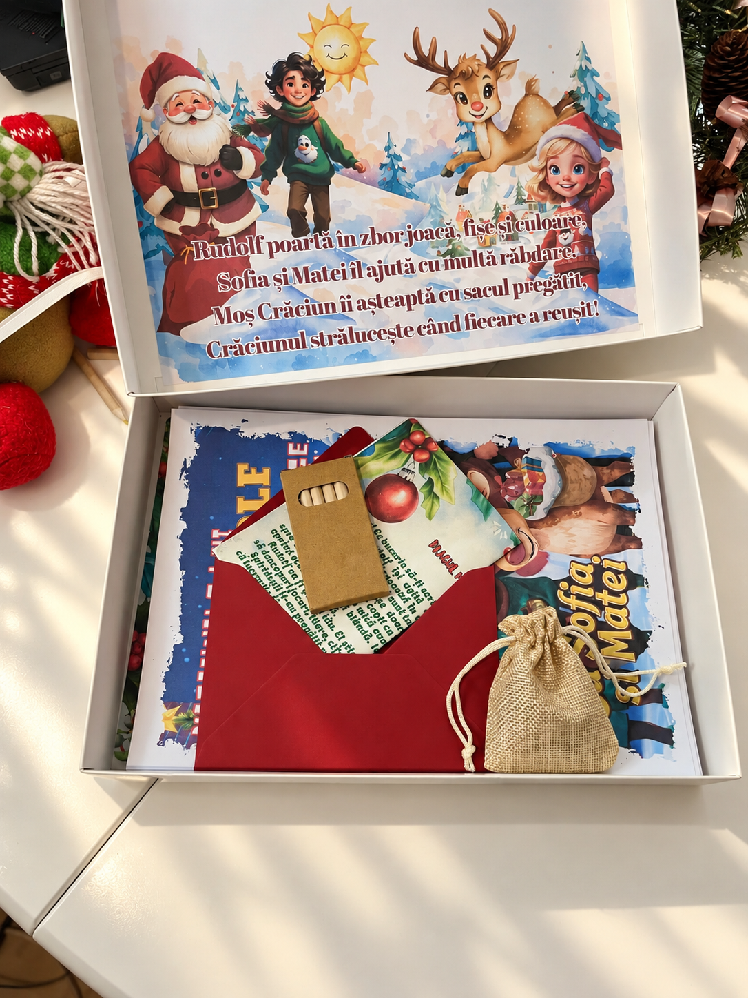 Cutia cu Fișe de Lucru - Misiunile lui Rudolf în Atelierul lui Moș Crăciun