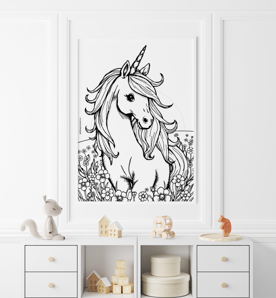 Fișe de colorat cu unicorni, printese, zane și sirene - PDF - Fișa 4