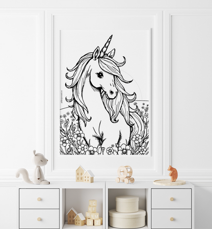 Fișe de colorat cu unicorni, printese, zane și sirene - PDF - Fișa 4