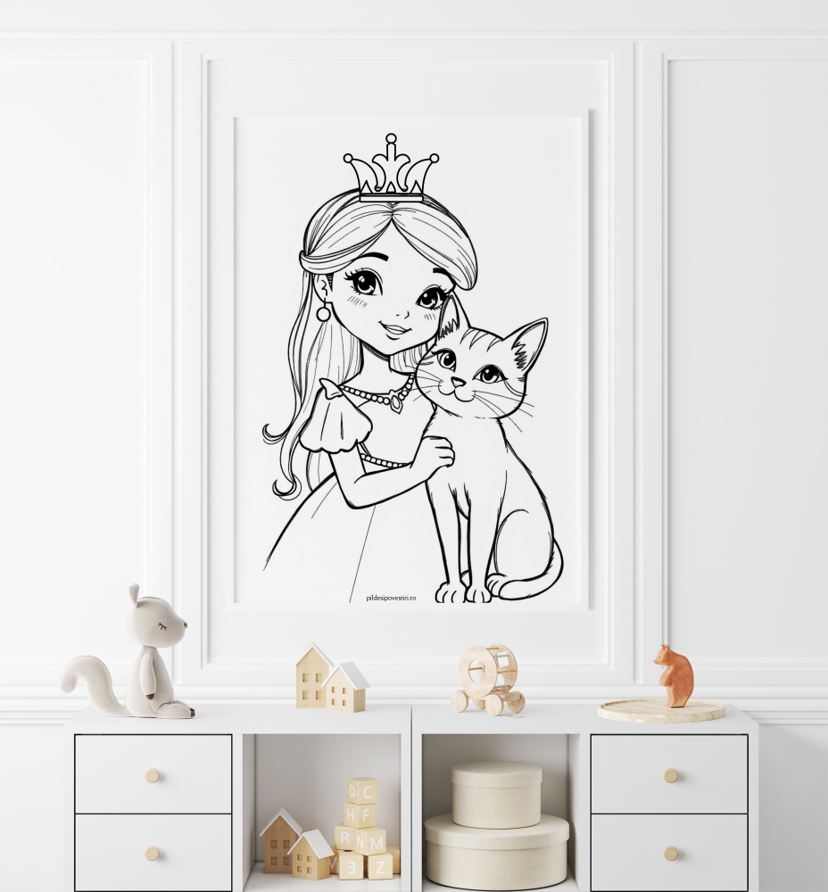 Fișe de colorat cu unicorni, printese, zane și sirene - PDF - Fișa 6