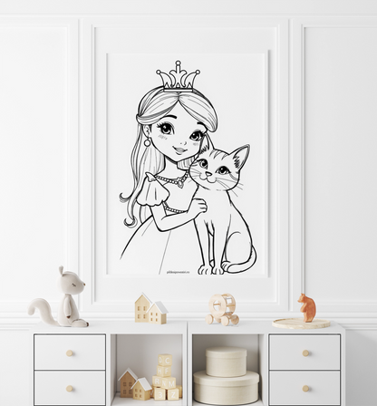 Fișe de colorat cu unicorni, printese, zane și sirene - PDF - Fișa 6