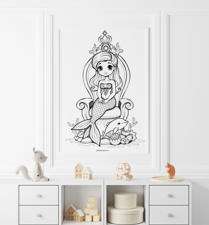 Fișe de colorat cu unicorni, printese, zane și sirene - PDF - Fișa 9