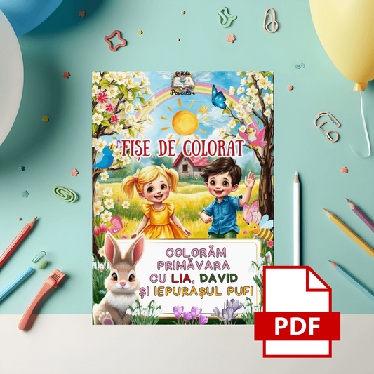 Colorăm Primăvara cu Lia, David și Iepurașul Pufi 🌸🎨