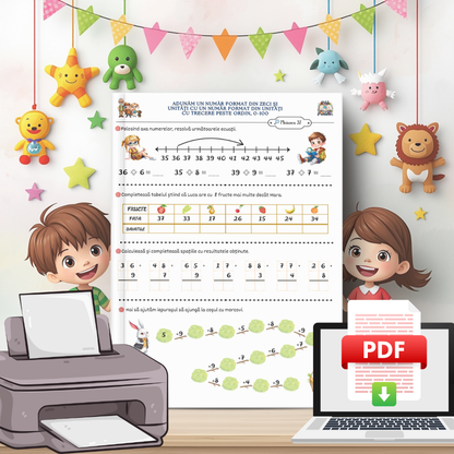 Fișe cu adunări și scăderi pentru clasa 1 în format PDF | Exerciții matematică clasa 1