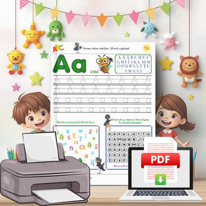 Cutia mea cu Fișe de lucru – Alfabet, Numere și Forme geometrice