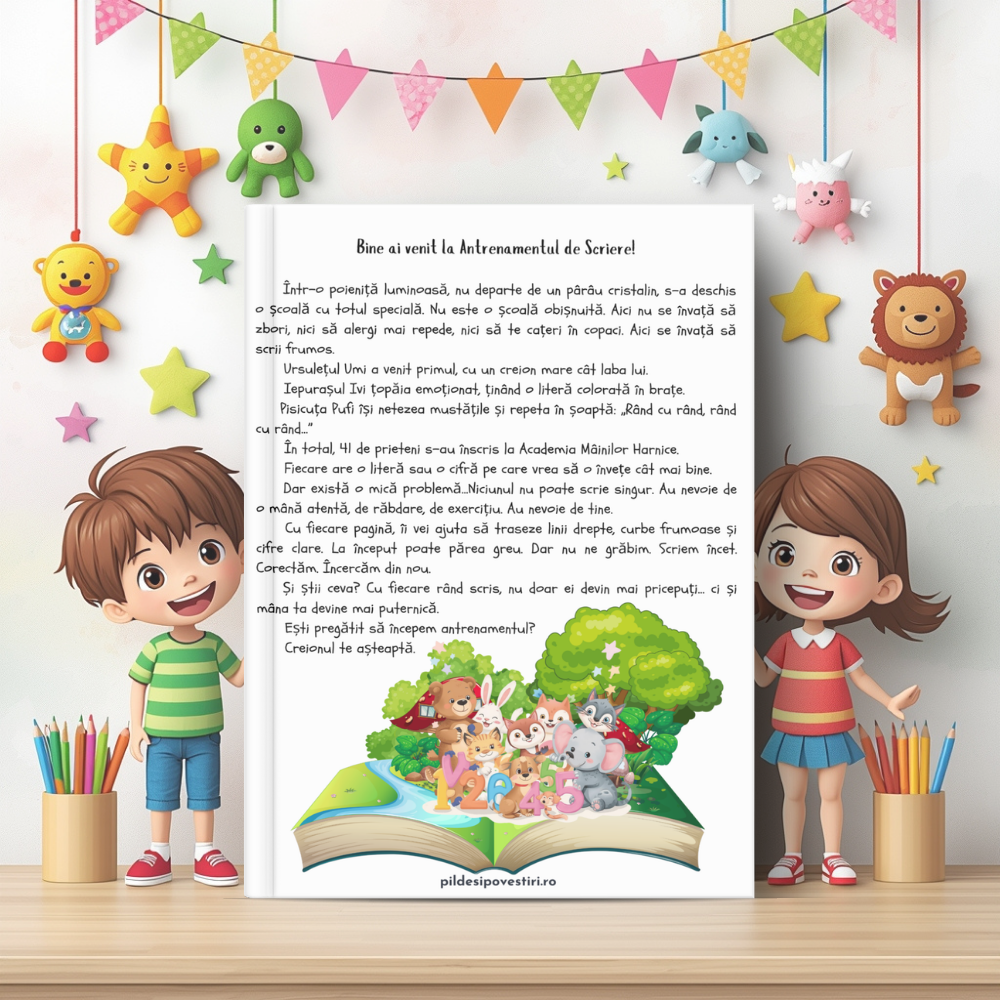 📘 Antrenament de Scriere pentru Începători – 41 de Fișe cu Litere de Tipar și Cifre