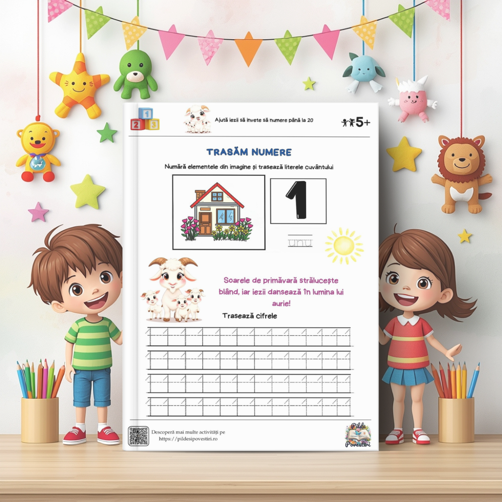 📘 Mapa educativă „Aventuri de Primăvară” – Povești, Litere, Numere și Joacă - Set Educativ 3 în 1