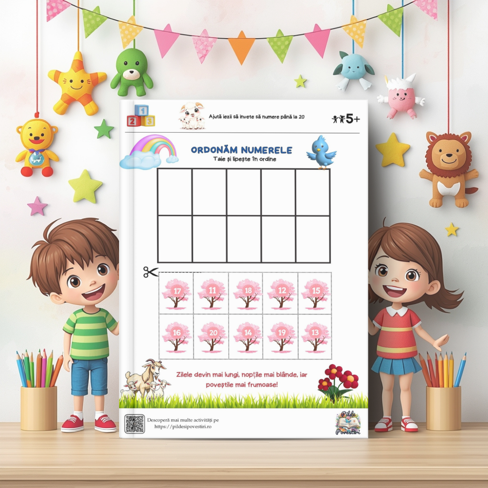 📘 Mapa educativă „Aventuri de Primăvară” – Povești, Litere, Numere și Joacă - Set Educativ 3 în 1