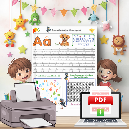 Cutia mea cu Fișe de lucru – Alfabet, Numere și Forme geometrice