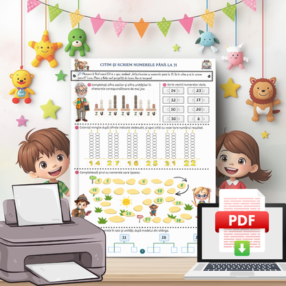 Fișe cu adunări și scăderi pentru clasa 1 în format PDF | Exerciții matematică clasa 1