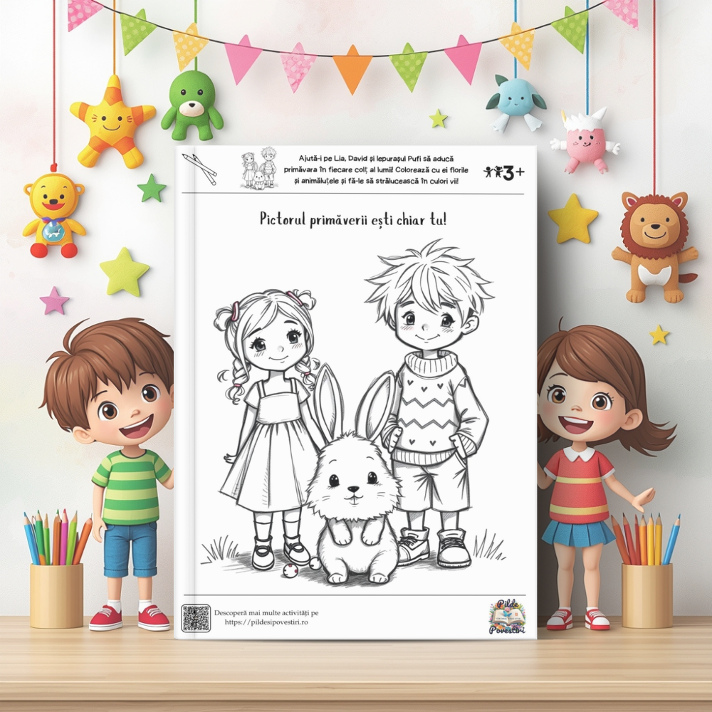 📘 Mapa educativă „Aventuri de Primăvară” – Povești, Litere, Numere și Joacă - Set Educativ 3 în 1