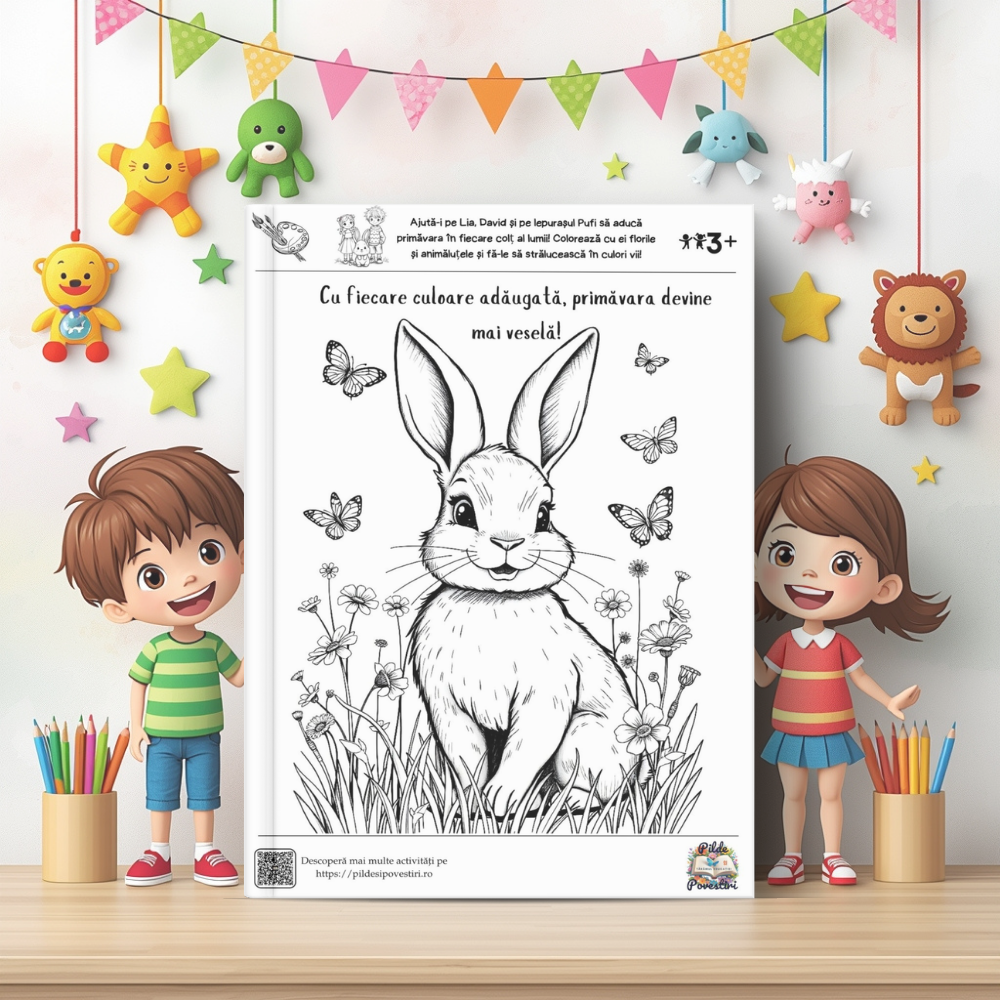📘 Mapa educativă „Aventuri de Primăvară” – Povești, Litere, Numere și Joacă - Set Educativ 3 în 1