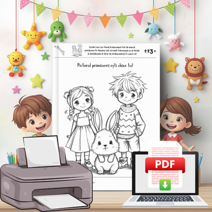 Colorăm Primăvara cu Lia, David și Iepurașul Pufi 🌸🎨