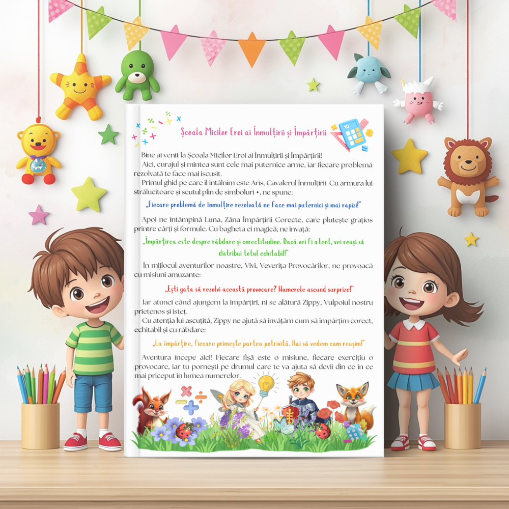 Mapa Educativă - Micii Eroi ai ÎNMULȚIRII și ÎMPĂRȚIRII - Clasa a II-a