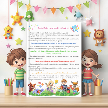 Mapa Educativă - Micii Eroi ai ÎNMULȚIRII și ÎMPĂRȚIRII - Clasa a II-a