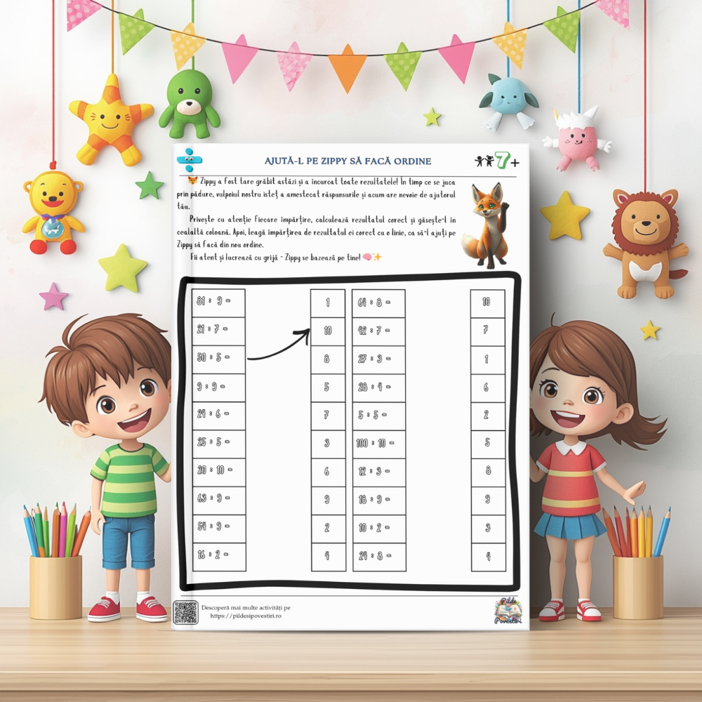 Mapa Educativă - Micii Eroi ai ÎNMULȚIRII și ÎMPĂRȚIRII - Clasa a II-a