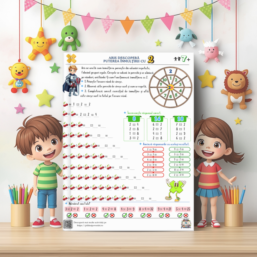 Mapa Educativă - Micii Eroi ai ÎNMULȚIRII și ÎMPĂRȚIRII - Clasa a II-a