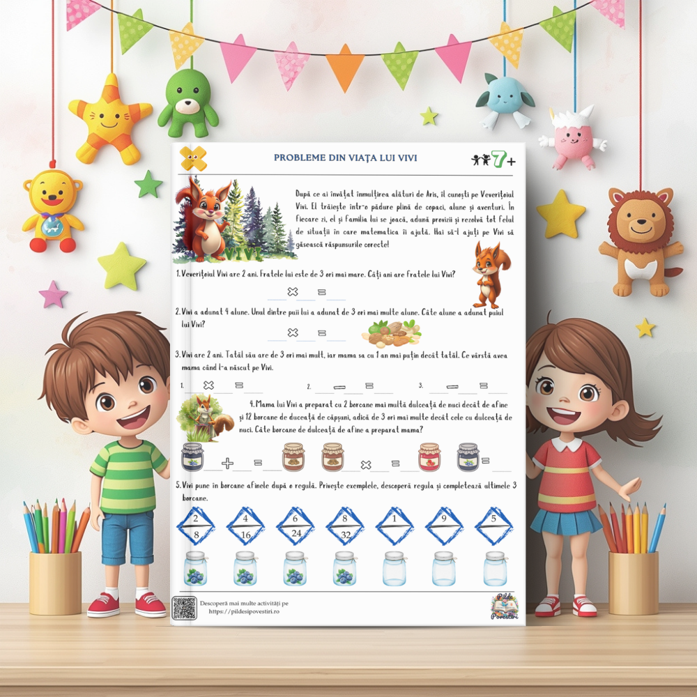 Mapa Educativă - Micii Eroi ai ÎNMULȚIRII și ÎMPĂRȚIRII - Clasa a II-a