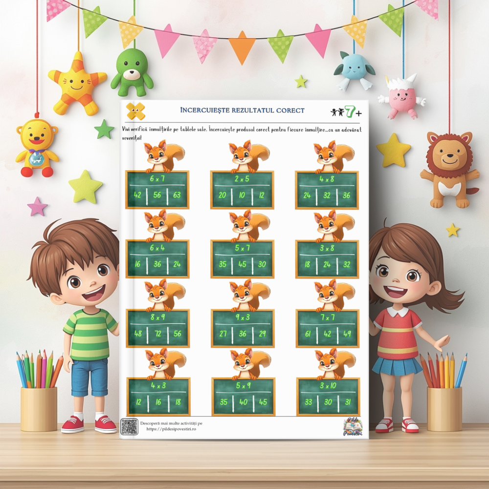 Mapa Educativă - Micii Eroi ai ÎNMULȚIRII și ÎMPĂRȚIRII - Clasa a II-a