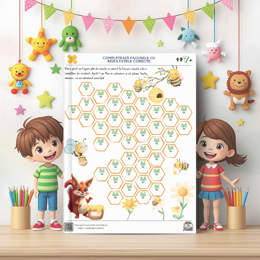 Mapa Educativă - Micii Eroi ai ÎNMULȚIRII și ÎMPĂRȚIRII - Clasa a II-a