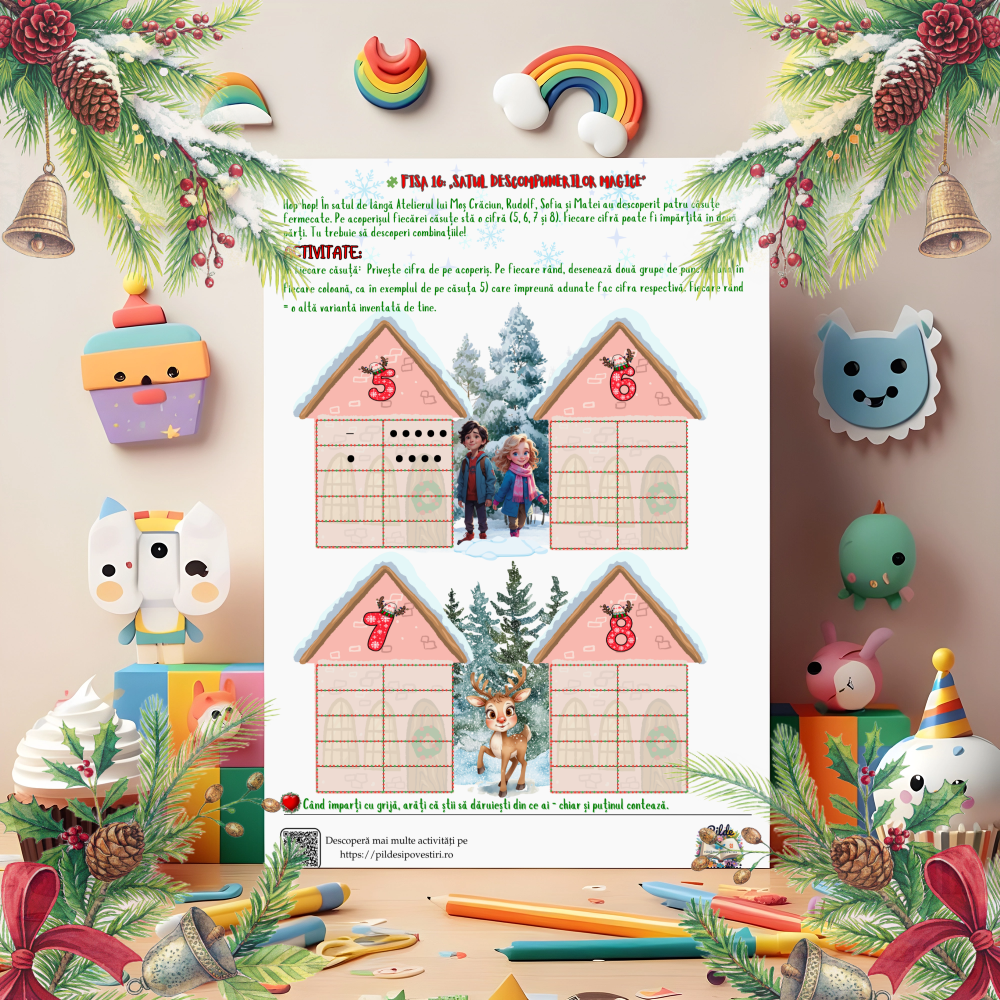 Cutia cu Fișe de Lucru - Misiunile lui Rudolf în Atelierul lui Moș Crăciun