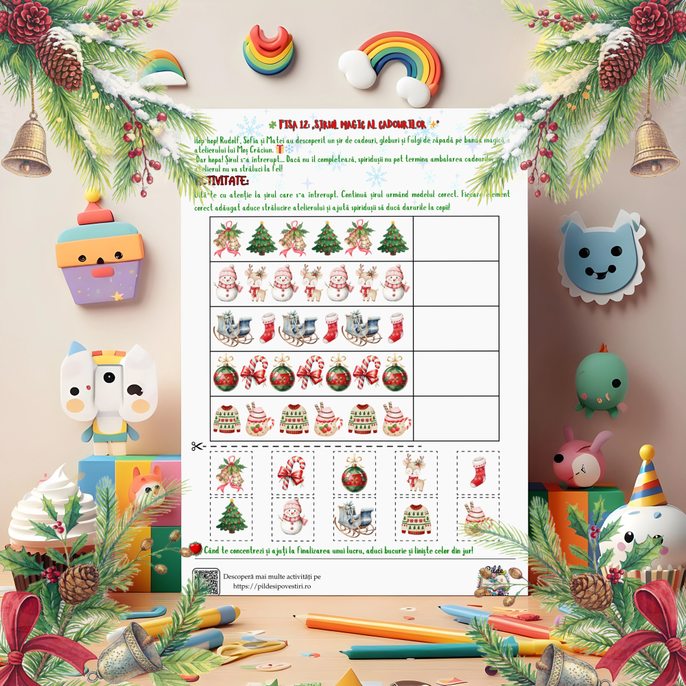 Cutia cu Fișe de Lucru - Misiunile lui Rudolf în Atelierul lui Moș Crăciun