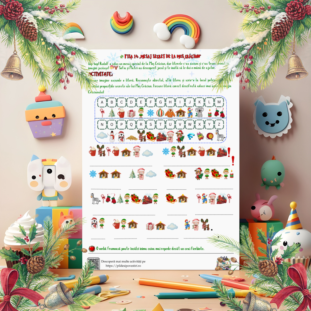 Cutia cu Fișe de Lucru - Misiunile lui Rudolf în Atelierul lui Moș Crăciun