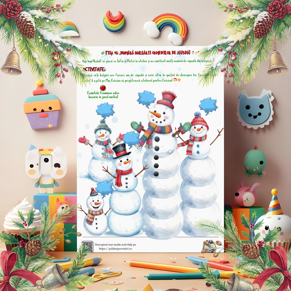 Cutia cu Fișe de Lucru - Misiunile lui Rudolf în Atelierul lui Moș Crăciun