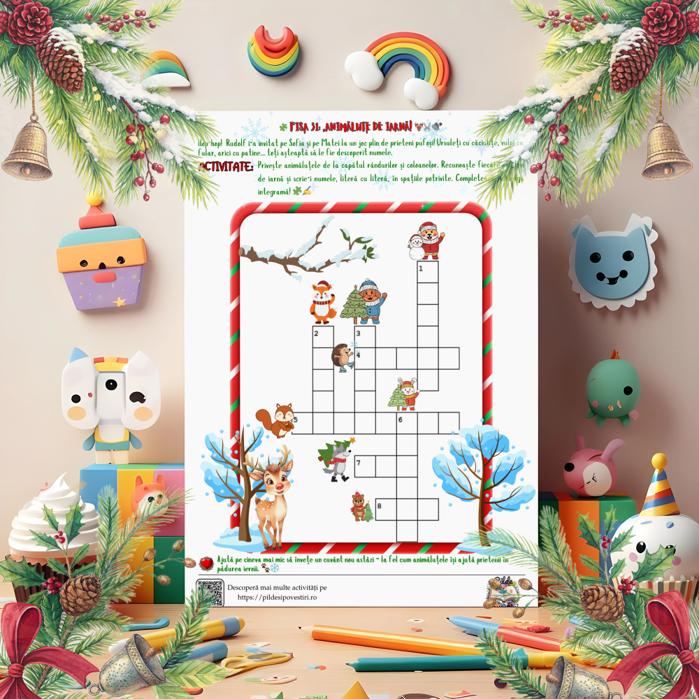 Cutia cu Fișe de Lucru - Misiunile lui Rudolf în Atelierul lui Moș Crăciun