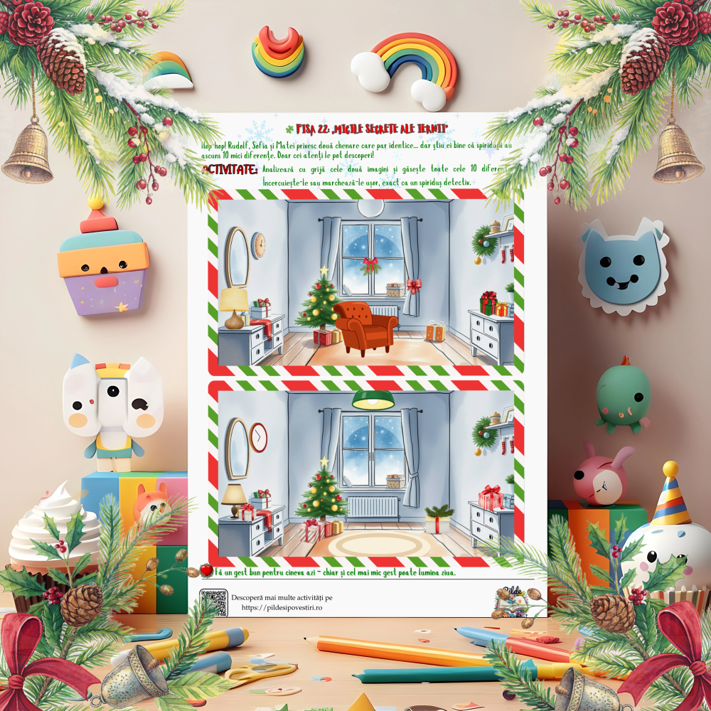 Cutia cu Fișe de Lucru - Misiunile lui Rudolf în Atelierul lui Moș Crăciun