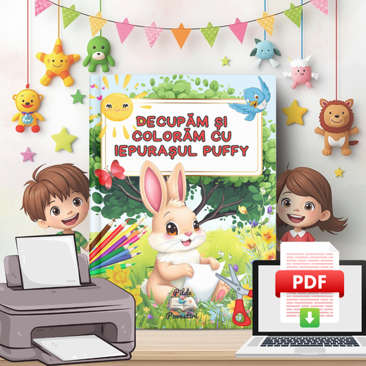 Decupăm și învățăm cu Iepurașul Puffy - Fișe Educative