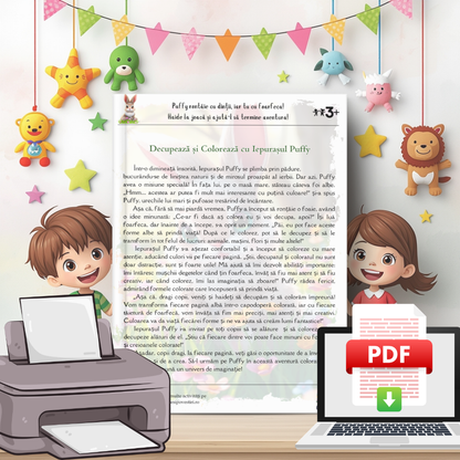 Decupăm și învățăm cu Iepurașul Puffy - Fișe Educative