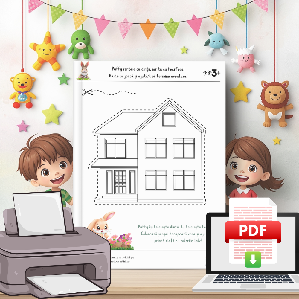 Decupăm și învățăm cu Iepurașul Puffy - Fișe Educative