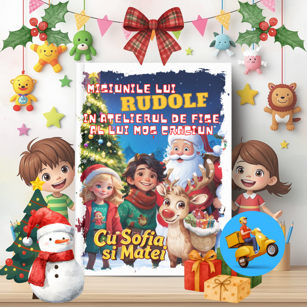 Cutia cu Fișe de Lucru - Misiunile lui Rudolf în Atelierul lui Moș Crăciun